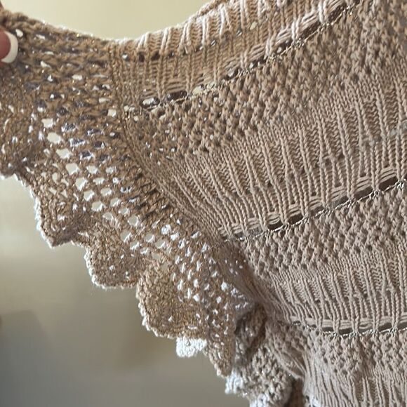 INC International Concepts brown cutout shimmery short sleeve sweater Size M - Picture 3 of 7